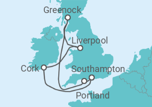 Reiseroute der Kreuzfahrt  Irland, Vereinigtes Königreich - Disney Cruise Line