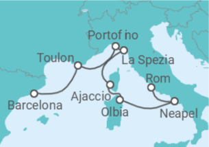 Reiseroute der Kreuzfahrt  Frankreich, Italien - Oceania Cruises