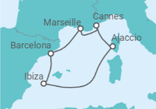 Reiseroute der Kreuzfahrt  Französische Düfte & Ibiza Nights - Virgin Voyages