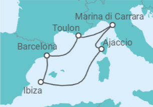 Reiseroute der Kreuzfahrt  Französische Düfte & Ibiza Nights
- Virgin Voyages