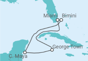 Reiseroute der Kreuzfahrt  Grand Cayman, Costa Maya & More - Virgin Voyages