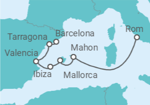 Reiseroute der Kreuzfahrt  Spanien - Silversea