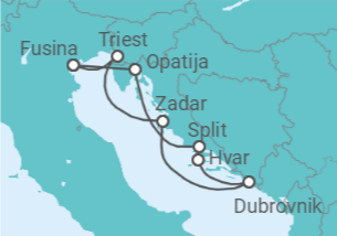 Reiseroute der Kreuzfahrt  Kroatien, Italien - Silversea