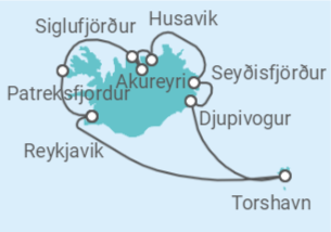 Reiseroute der Kreuzfahrt  Island - Silversea