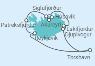 Reiseroute der Kreuzfahrt  Island - Silversea