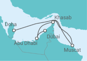 Reiseroute der Kreuzfahrt  5 Nächte - Kurzreise Orient - ab Dubai/ bis Doha - Mein Schiff