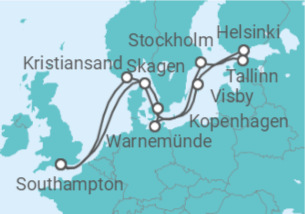Reiseroute der Kreuzfahrt  Norway, Denmark & Sweden - Princess Cruises