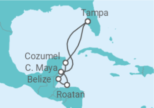 Reiseroute der Kreuzfahrt  Mexiko, Belize, Honduras - Oceania Cruises
