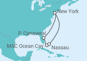 Reiseroute der Kreuzfahrt  Florida und Bahamas Alles Inklusive - MSC Cruises
