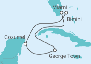 Reiseroute der Kreuzfahrt  Kaimaninseln, Mexiko - Virgin Voyages