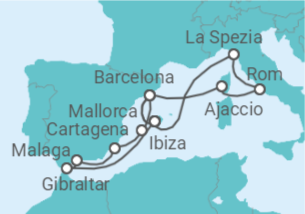 Reiseroute der Kreuzfahrt  Große Mittelmeer-Reise ab Mallorca 2 - AIDA