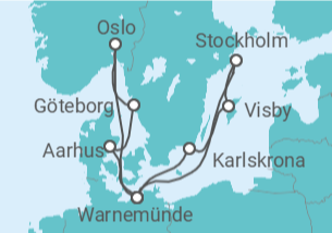 Reiseroute der Kreuzfahrt  Städte der Ostsee ab Warnemünde 2 - AIDA