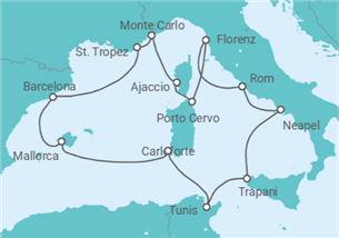 Reiseroute der Kreuzfahrt  An Extended Journey of Golden Coasts and Emerald Islands - Explora Journeys