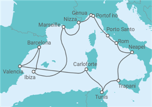 Reiseroute der Kreuzfahrt  An Extended Journey Exalting the Prettiest Places in the Med - Explora Journeys