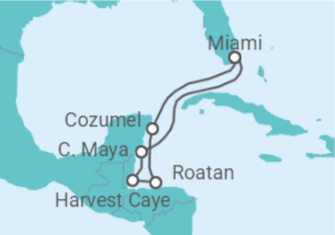 Reiseroute der Kreuzfahrt  Mexiko, Honduras - Regent Seven Seas