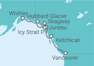 Reiseroute der Kreuzfahrt  Alaska - Regent Seven Seas