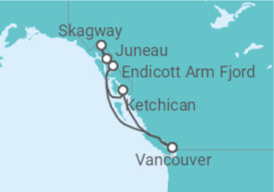 Reiseroute der Kreuzfahrt  Inside Passage (Roundtrip Vancouver) - Princess Cruises