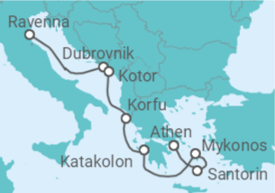 Reiseroute der Kreuzfahrt  Adria und Ägäis  - NCL Norwegian Cruise Line