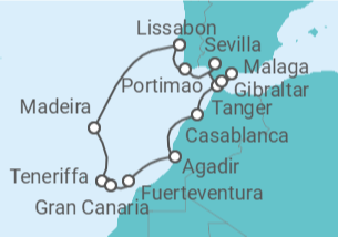 Reiseroute der Kreuzfahrt  Kanaren - NCL Norwegian Cruise Line