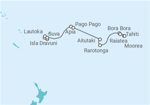 Reiseroute der Kreuzfahrt  Von Lautoka (Fidschi)  nach Papeete (Tahiti) - NCL Norwegian Cruise Line