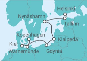 Reiseroute der Kreuzfahrt  Estland, Schweden, Litauen, Polen, Deutschland - NCL Norwegian Cruise Line
