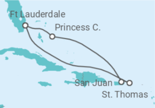 Reiseroute der Kreuzfahrt  Eastern Caribbean with Bahamas - Princess Cruises