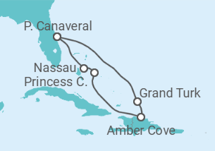 Reiseroute der Kreuzfahrt  Eastern Caribbean with Turks & Caicos - Princess Cruises