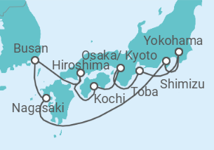 Reiseroute der Kreuzfahrt  Japan Explorer - Princess Cruises