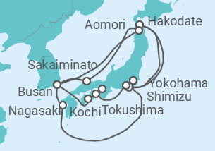 Reiseroute der Kreuzfahrt  Grand Japan with Nebuta & Summer Festivals - Princess Cruises