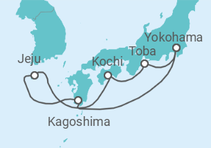 Reiseroute der Kreuzfahrt  Kyushu & Korea - Princess Cruises
