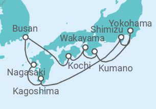 Reiseroute der Kreuzfahrt  Japan Explorer with Kumano Fireworks - Princess Cruises