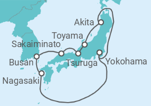 Reiseroute der Kreuzfahrt  Circle Japan - Princess Cruises