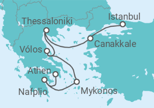 Reiseroute der Kreuzfahrt  Griechenland - Azamara
