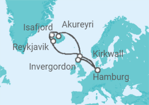 Reiseroute der Kreuzfahrt  Island & Schottland - MSC Cruises