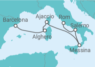 Reiseroute der Kreuzfahrt  Frankreich, Italien - Cunard