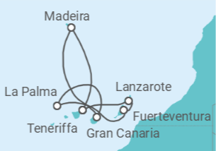 Reiseroute der Kreuzfahrt  Kanaren Alles Inklusive - mit Flug - MSC Cruises