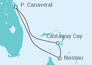 Reiseroute der Kreuzfahrt  USA - Disney Cruise Line