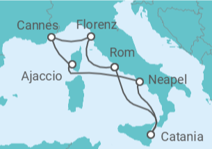 Reiseroute der Kreuzfahrt  Italien, Frankreich - Virgin Voyages