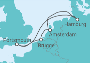 Reiseroute der Kreuzfahrt  Belgien, Niederlande, Deutschland - Virgin Voyages