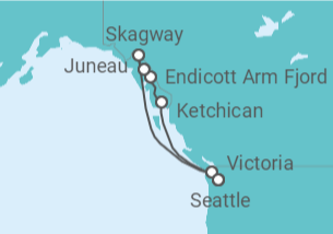 Reiseroute der Kreuzfahrt  Alaska - Celebrity Cruises