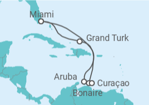 Reiseroute der Kreuzfahrt  Karibik mit ABC-Inseln - Cunard