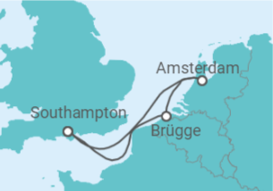 Reiseroute der Kreuzfahrt  Belgien, Niederlande - Cunard