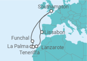 Reiseroute der Kreuzfahrt  Kanaren - Cunard