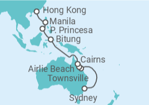 Reiseroute der Kreuzfahrt  Australien, Philippinen, China - Cunard
