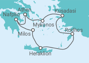 Reiseroute der Kreuzfahrt  Griechenland, Türkei - Silversea
