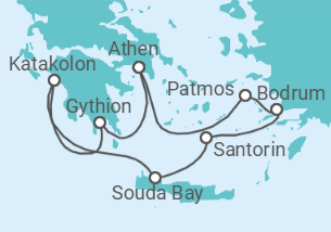 Reiseroute der Kreuzfahrt  Griechenland, Türkei - Silversea