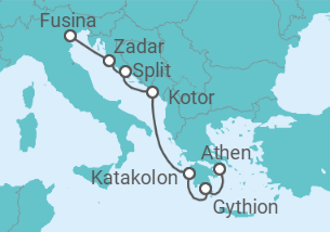 Reiseroute der Kreuzfahrt  Montenegro, Kroatien - Silversea