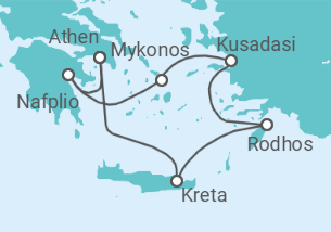 Reiseroute der Kreuzfahrt  Griechenland, Türkei - Silversea