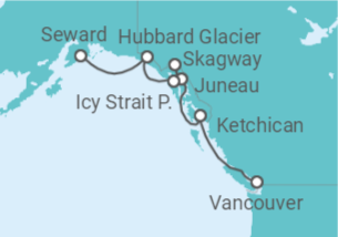 Reiseroute der Kreuzfahrt  Alaska - Silversea