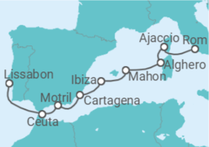 Reiseroute der Kreuzfahrt  Frankreich, Spanien - Seabourn